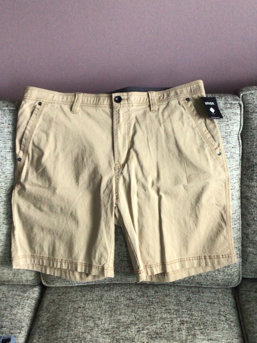 Union Men’s Flat Front Shorts in Light Khaki